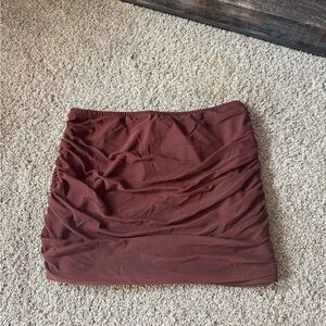 Women’s Ruched Mini Skirt - Brown